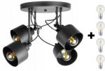 Glimex LAVOR állítható mennyezeti lámpa fekete 4x E27 + ajándék LED izzók (GKL56C)