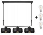 Glimex LAVOR MED rácsos állítható függőlámpa fekete 3x E27 + ajándék LED izzók (GNL0006)