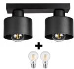 Glimex LAVOR fix mennyezeti lámpa fekete 2x E27 + ajándék LED izzó (GKL46C)