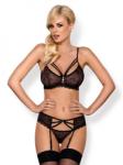 Obsessive 818-SEG-1 háromrészes, harisnyatartós szett (fekete) - szeresdmagad