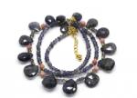 Colier Iolit cu Rodonit Briolete Disc Fatetate - 11-14 x 7-12 mm - Accesorii Gold Filled