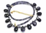  Colier Iolit cu Fluorit Briolete Disc Fatetate -12-17 x 7-11 mm - Accesorii Gold Filled