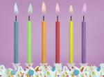 PartyDeco Lumânări zi de naştere cu flacără colorată 6 buc
