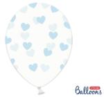 PartyDeco Balon - Transparent cu inimioare albastre