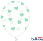 PartyDeco Balon - Transparent cu inimioare verzi
