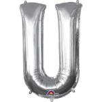 Amscan Mini balon din folie litera U 33 cm argintiu