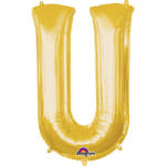 Amscan Mini balon din folie litera U 33 cm auriu