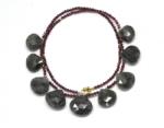  Colier Granat cu Piatra Lunii Gri Rotund - Briolete Fatetate - 14-18 x 14-18 mm - Accesorii Gold Filled