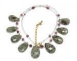  Colier Cuart cu Mica - Piatra Soarelui - Rubin - Fluorit Rotund Briolete Fatetate - Accesorii GF