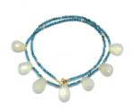  Colier Calcedonie cu Apatit - Cuart Milky Rotund Briolete Fatetate - 10-11 x 13-15 mm - Accesorii GF
