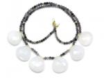  Colier Calcedonie cu Iolit - Cuart Milky Rotund Briolete Fatetate - 16-19 x 18-20 mm - Accesorii GF