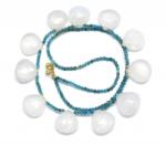  Colier Calcedonie cu Apatit - Cuart Milky Rotund Briolete Fatetate - 14-17 x 15-17 mm - Accesorii GF