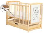 BabyNeeds - Patut din lemn Timmi 120x60 cm, cu sertar, Natur + Saltea 8 cm (BOTIM8CM02NT)