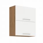 TEMPO KONDELA Cabinet superior, stejar Lancelot/alb extra lucios HG, VEGA 60 GU-72 2F