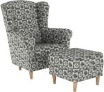 TEMPO KONDELA Fotoliu cu taburet, material textil în stilul patchwork N1, ASTRID