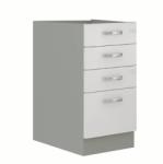 TEMPO KONDELA Cabinet inferior, alb extra lucios/gri, PRADO 40 D 4S BB
