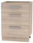 TEMPO KONDELA Dulap inferior cu sertare 60, stejar sonoma, NOVA PLUS NOPL-058-0S