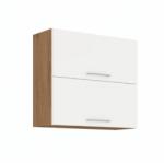 TEMPO KONDELA Cabinet superior, stejar Lancelot/alb extra lucios HG, VEGA 80 GU-72 2F