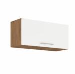 TEMPO KONDELA Cabinet superior, stejar Lancelot/alb extra lucios HG, VEGA 80 GU-36 1F