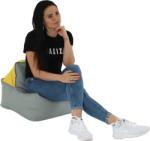 TEMPO KONDELA Fotoliu tip sac, gri/material textil verde, ALIMOR