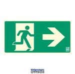 Implaser Menekülési út jobbra, Utánvilágító műanyag tábla 32x16 cm, 0, 7 mm vastag - B150 (IMPLEV262)