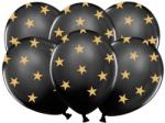 PartyDeco Balon negru cu stele aurii
