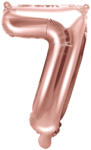 PartyDeco Balon din folie Mini - Cifra 7 auriu-roze 35cm