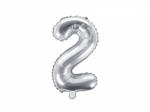 PartyDeco Balon din folie Mini - Cifra 2 argintiu 35cm