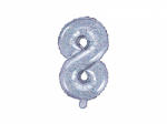 PartyDeco Balon din folie Mini - Cifra 8 holografic 35cm