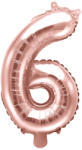 PartyDeco Balon din folie Mini - Cifra 6 auriu-roze