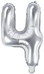 PartyDeco Balon din folie Mini - Cifra 4 argintiu 35cm