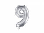PartyDeco Balon din folie Mini - Cifra 9 argintiu 35cm
