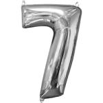 Amscan Balon din folie cifra aniversară 7 argintiu 66 cm