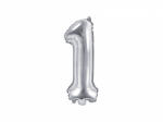 PartyDeco Balon din folie Mini - Cifra 1 argintiu 35cm