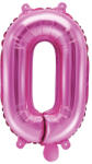 PartyDeco Balon din folie Mini - Cifra 0 roz 35 cm