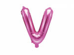 PartyDeco Balon din folie Mini - Litera V 35 cm roz
