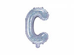 PartyDeco Balon din folie Mini - Litera C 35 cm holografic