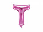 PartyDeco Balon din folie Mini - Litera T 35 cm roz