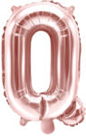 PartyDeco Balon din folie Mini - Litera Q 35 cm auriu-roze
