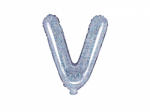 PartyDeco Balon din folie Mini - Litera V 35 cm holografic
