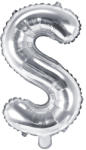PartyDeco Balon din folie Mini - Litera S 35 cm argintiu