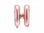 PartyDeco Balon din folie Mini - Litera H 35 cm auriu-roze