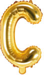 PartyDeco Balon din folie Mini - Litera C 35 cm auriu