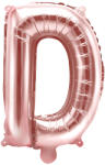 PartyDeco Balon din folie Mini - Litera D 35 cm auriu-roze