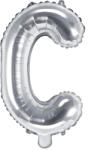 PartyDeco Balon din folie Mini - Litera C 35 cm argintiu