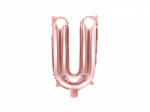 PartyDeco Balon din folie Mini - Litera U 35 cm auriu-roze