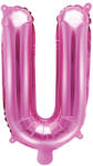 PartyDeco Balon din folie Mini - Litera U 35 cm roz