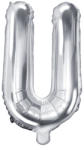 PartyDeco Balon din folie Mini - Litera U 35 cm argintiu