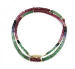  Colier Safir Mixt Natural Disc Fatetat - 2-3 x 4-5 mm - Cristalul Straucirii si Intelepciunii Divine - Accesorii Gold Filled