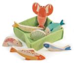 Tender Leaf Fa halacskák és tenger gyümölcsei Fish Crate Tender Leaf Toys 7 darab textil kosárban (TL8272)